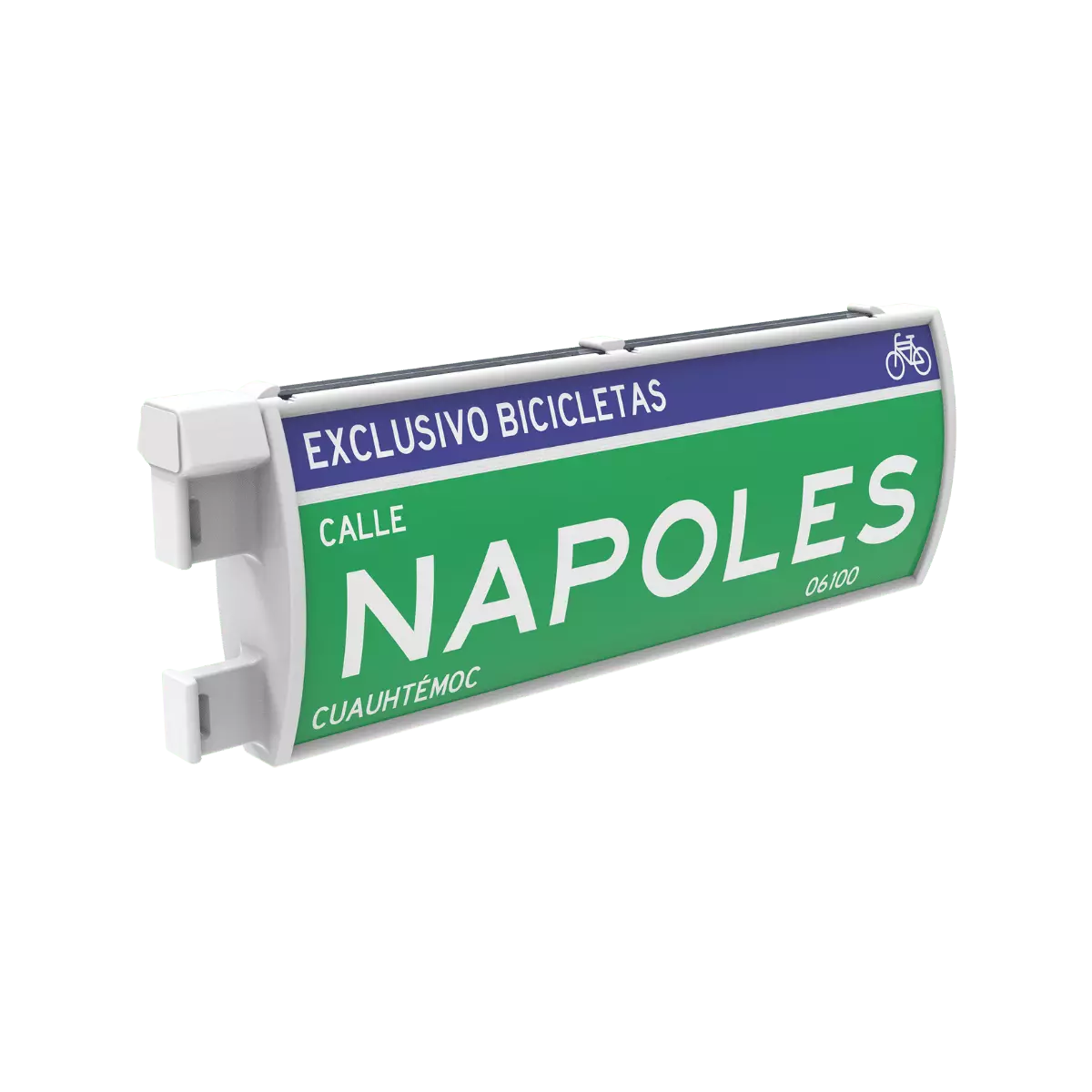 La nomenclatura para ciclovía es una señal luminosa ideal para ubicarse en caminos oscuros. Cuenta con opción a geolocalización por QR