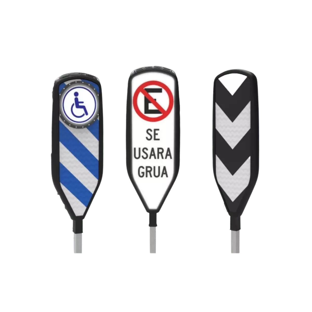 La Paleta Unix Poste de acero se puede personalizar con el mensaje deseado para colocarse en zonas que se desee delimitar.
