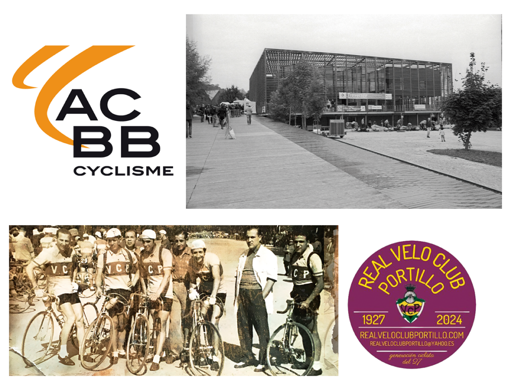 Logotipos e imágenes del Athletic Club Boulogne-Billancourt de Francia y del Real Velo Club Portillo de España, dos clubes históricos que fomentaron la educación ciclista, el ciclismo competitivo y el uso recreativo de la bicicleta.