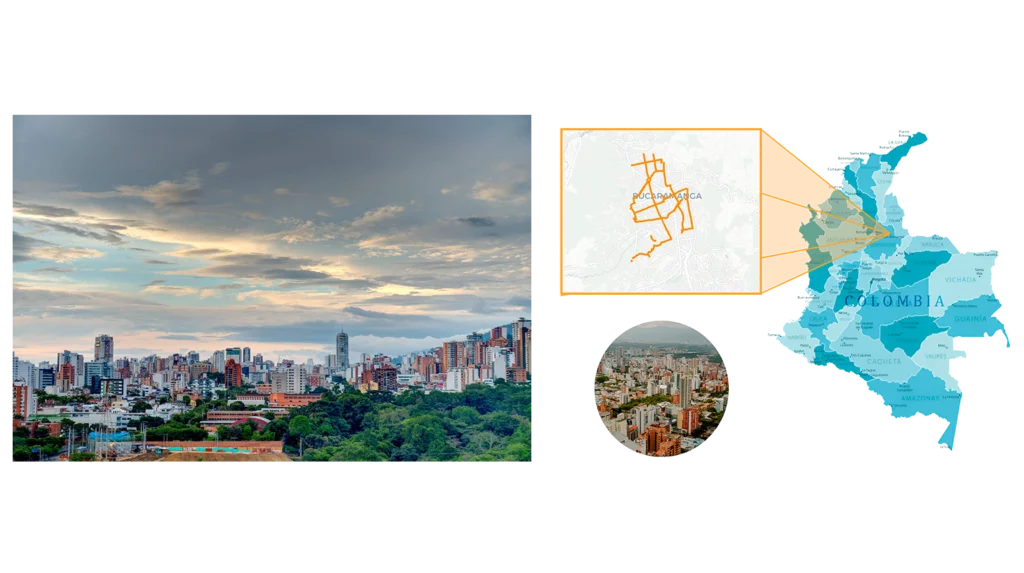 Vista panorámica de Bucaramanga, una de las ciudades ciclistas de Colombia con ciclorutas conectadas a parques y zonas urbanas.