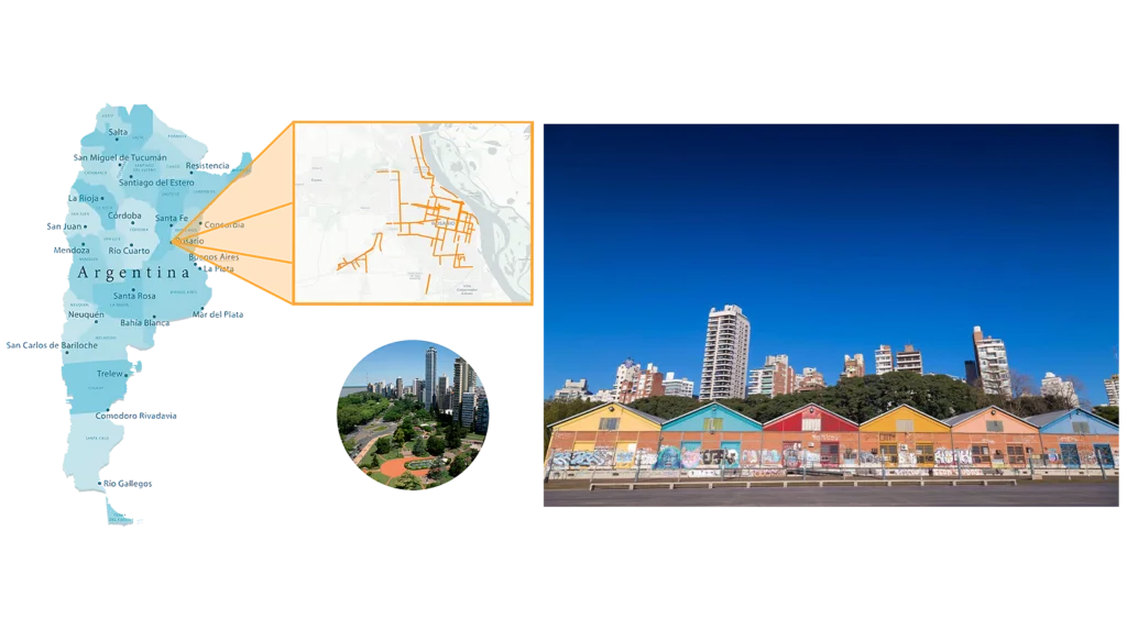 Infraestructura de Rosario, Argentina, destacada entre las ciudades ciclistas por su amplia red de ciclovías que conecta parques y museos.