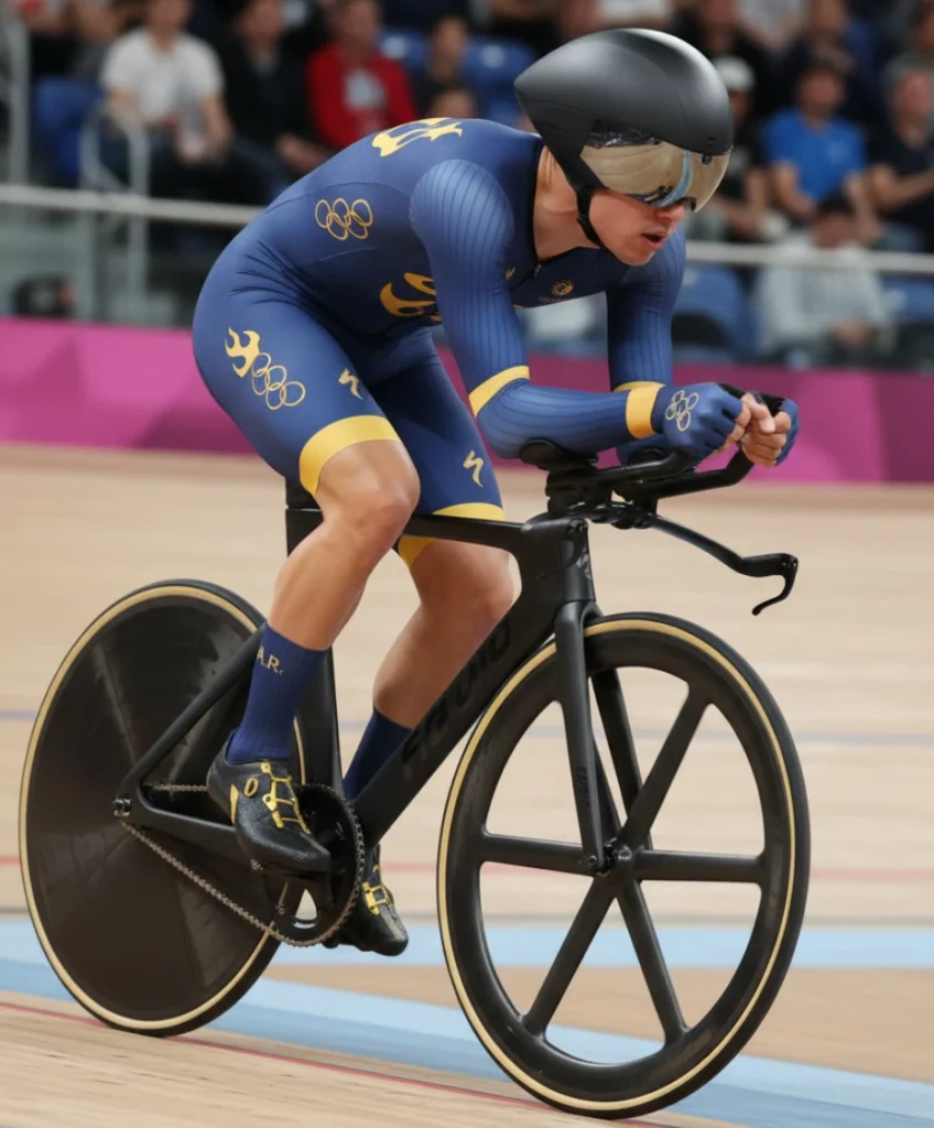 Vestimenta de un ciclista profesional en pruebas de tiempo.