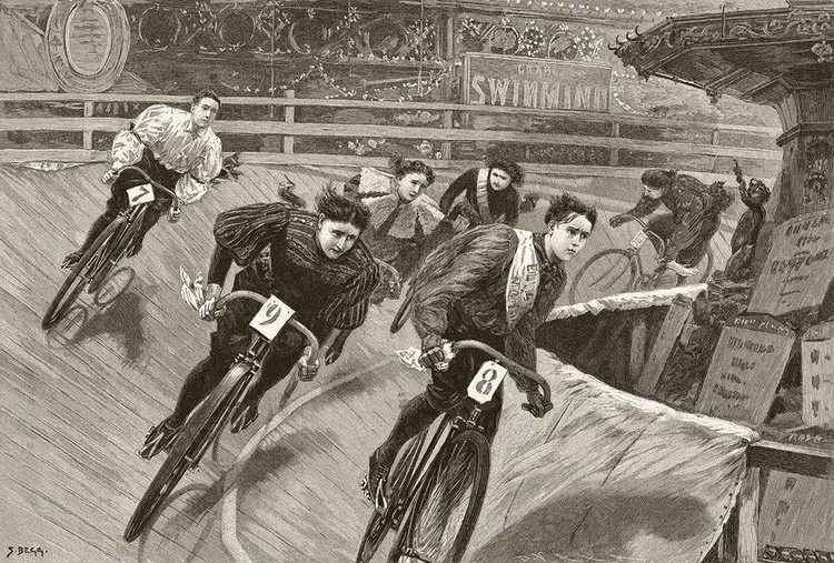 Competencia histórica de ciclismo de velódromo en Inglaterra en el siglo XIX