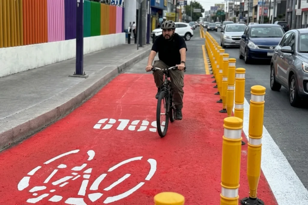 Ciclovías protegidas con bolardos amarillos para mejorar la seguridad de ciclistas en avenidas urbanas